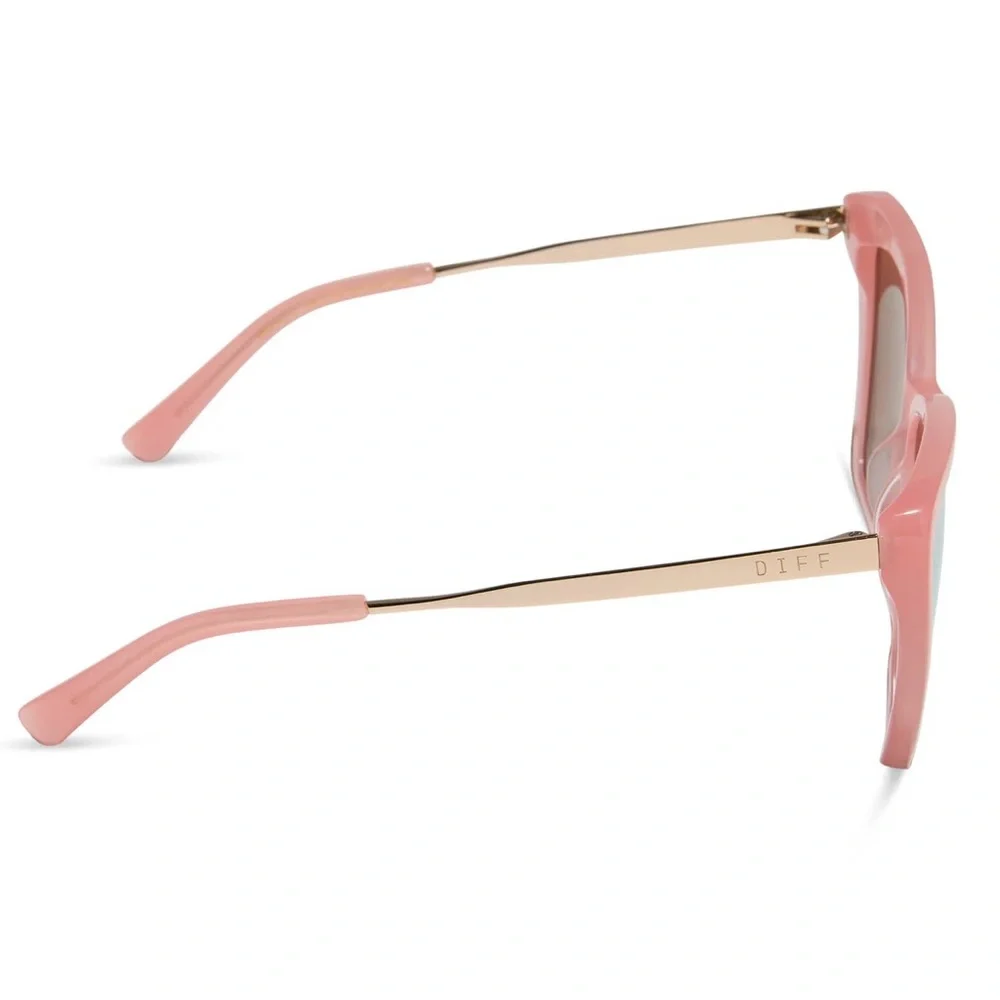 DIFF Becky II Sunglasses Peach Frame Cherry Blossom Mirror Lens Cat Eye NWT